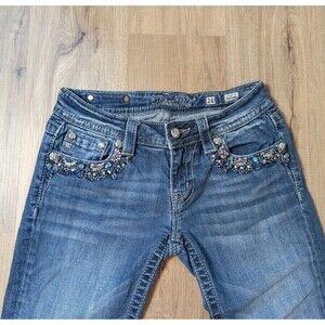 Miss Me Jeans Size 27 Signature Crop Skinny Bejeweled Crystals JP7250AK